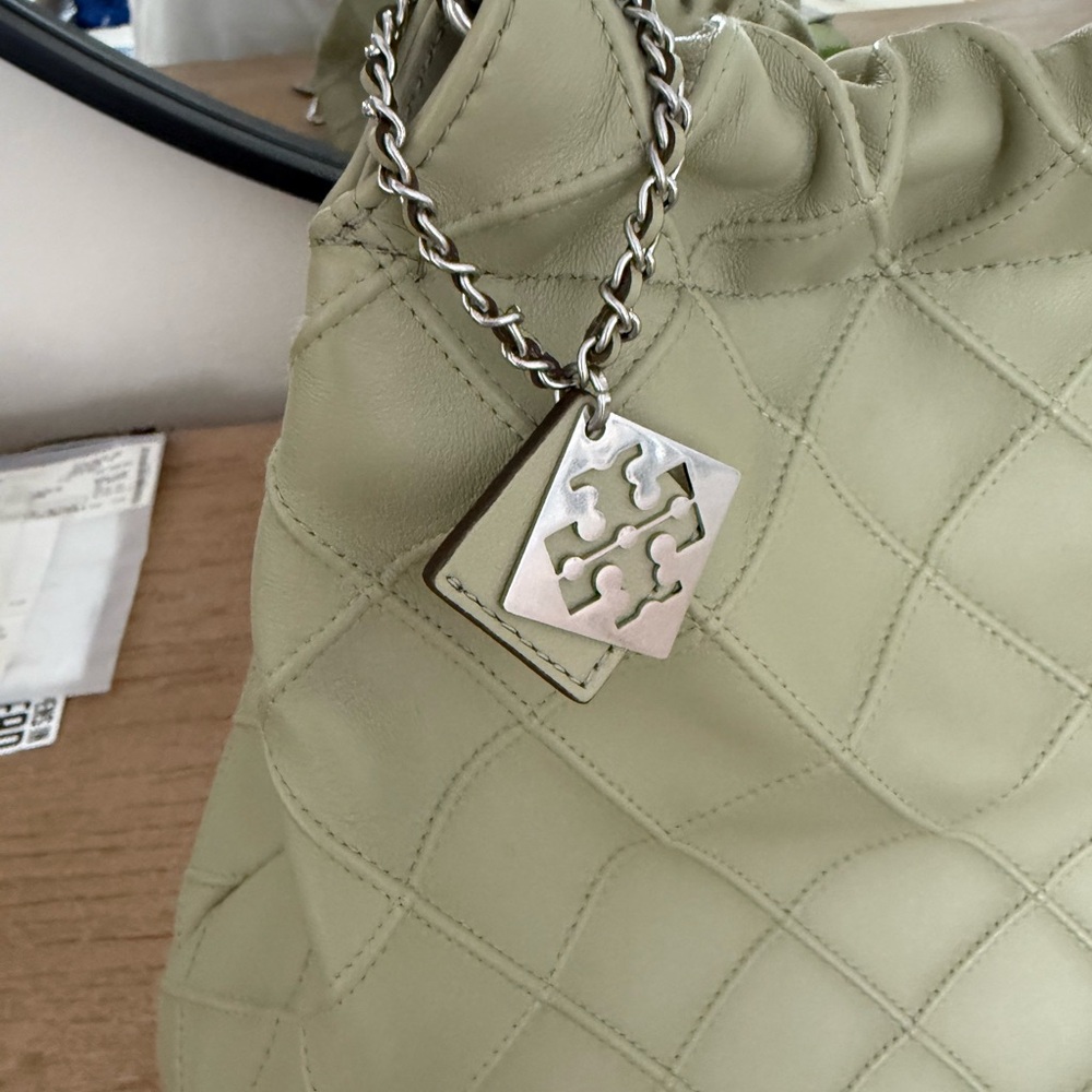 4 Piece Set! Tory Burch Quilted Chain Shoulder Bag - Fleming in Olive Sprig - Picture 2 of 16